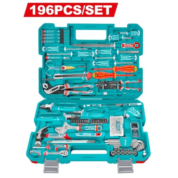 TOTAL 196 Pcs Hand Tools Set Box THKTHP61967