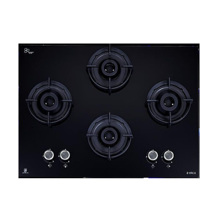 Elica 4 Burner Toughened Glass Gas Stove FLEXI 470 LOTUS IND HD BRASS