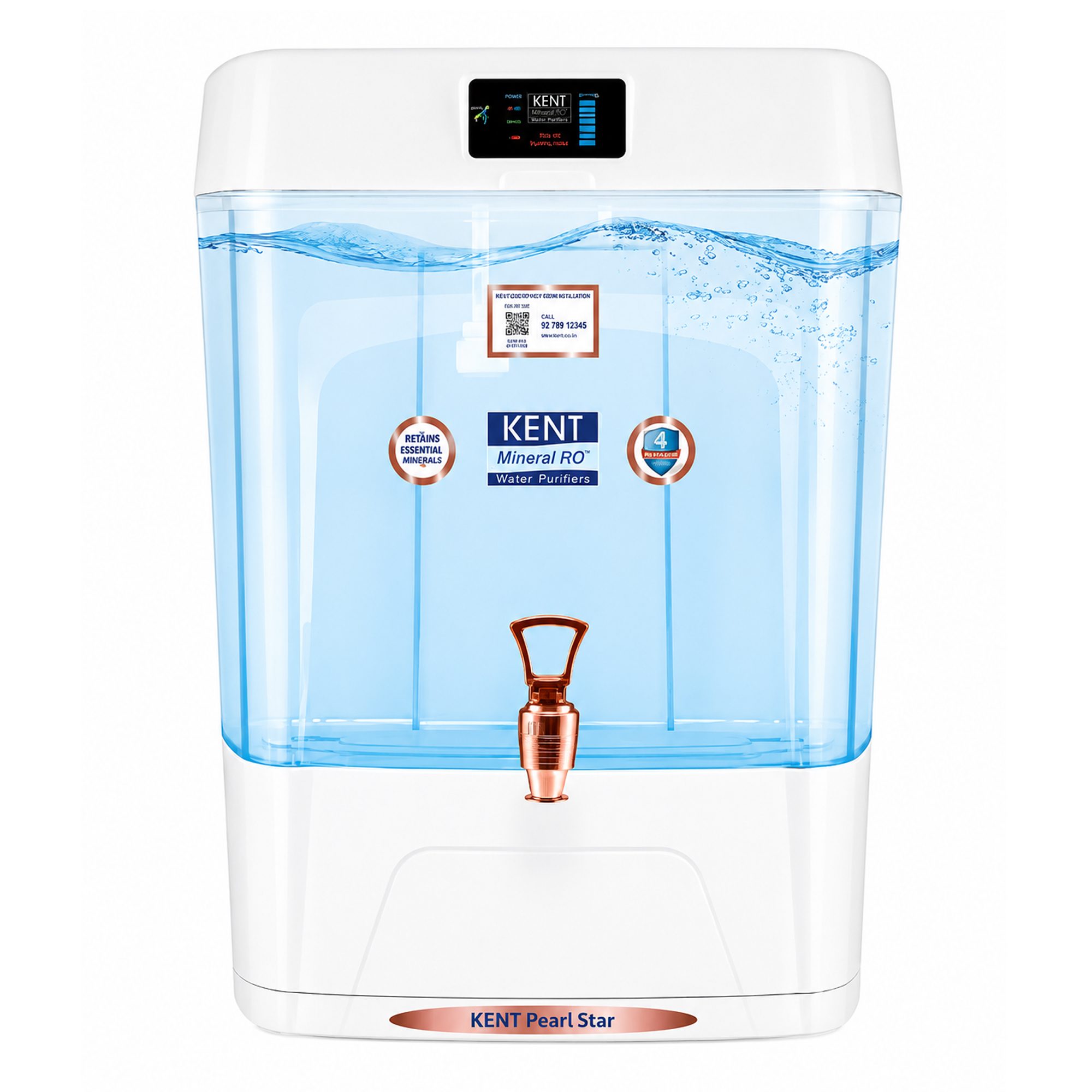 KentRO 11 Liter RO+UF+UV+ALKALINE+COPPER+TDS CONTROLLER Water Purifier KENT PEARL STAR