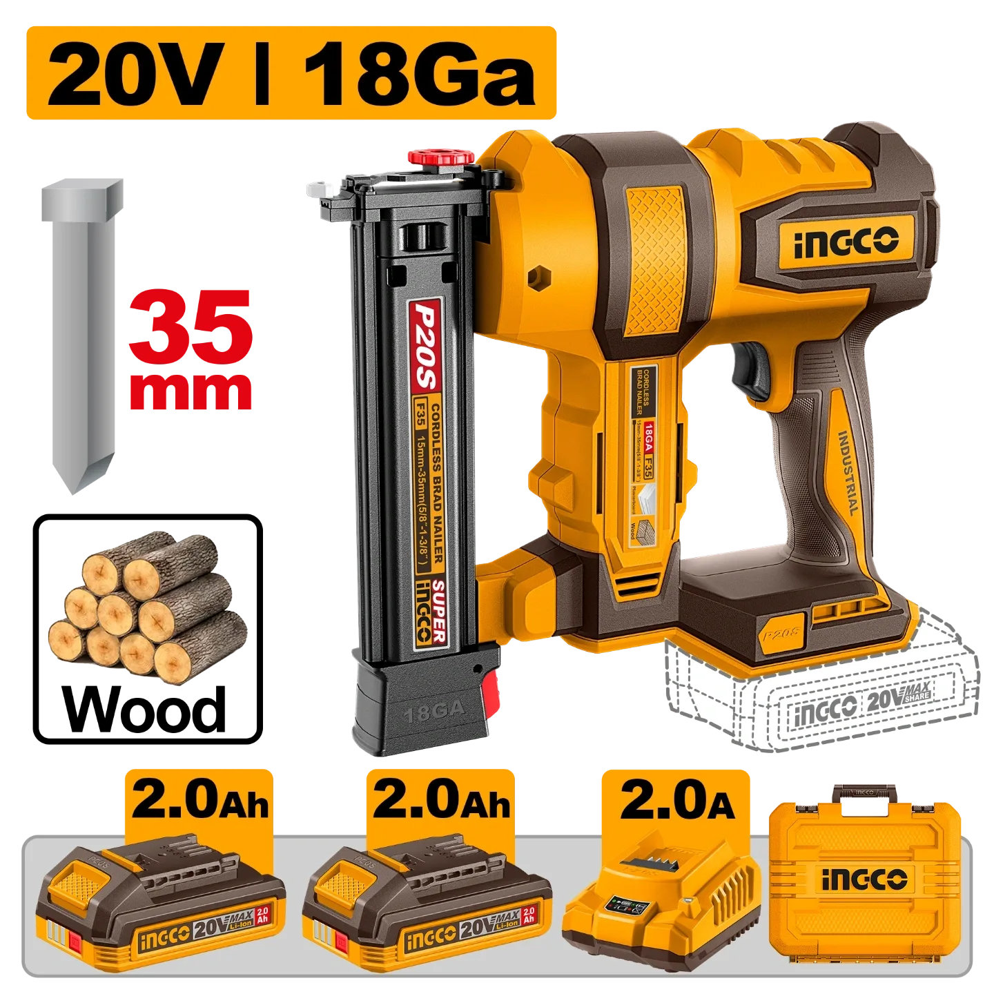 Ingco Cordless Brad Nailer CBNLI20686