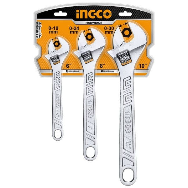 KING 4-Piece Adjustable Wrench Set – 6" To 12" With Cushion Grip Handles