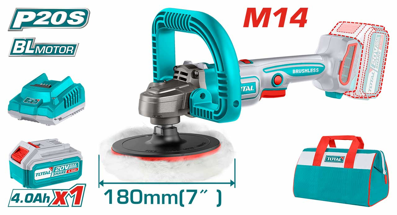 Total Cordless polisher-20V (Brushless Motor) TAPLI20181