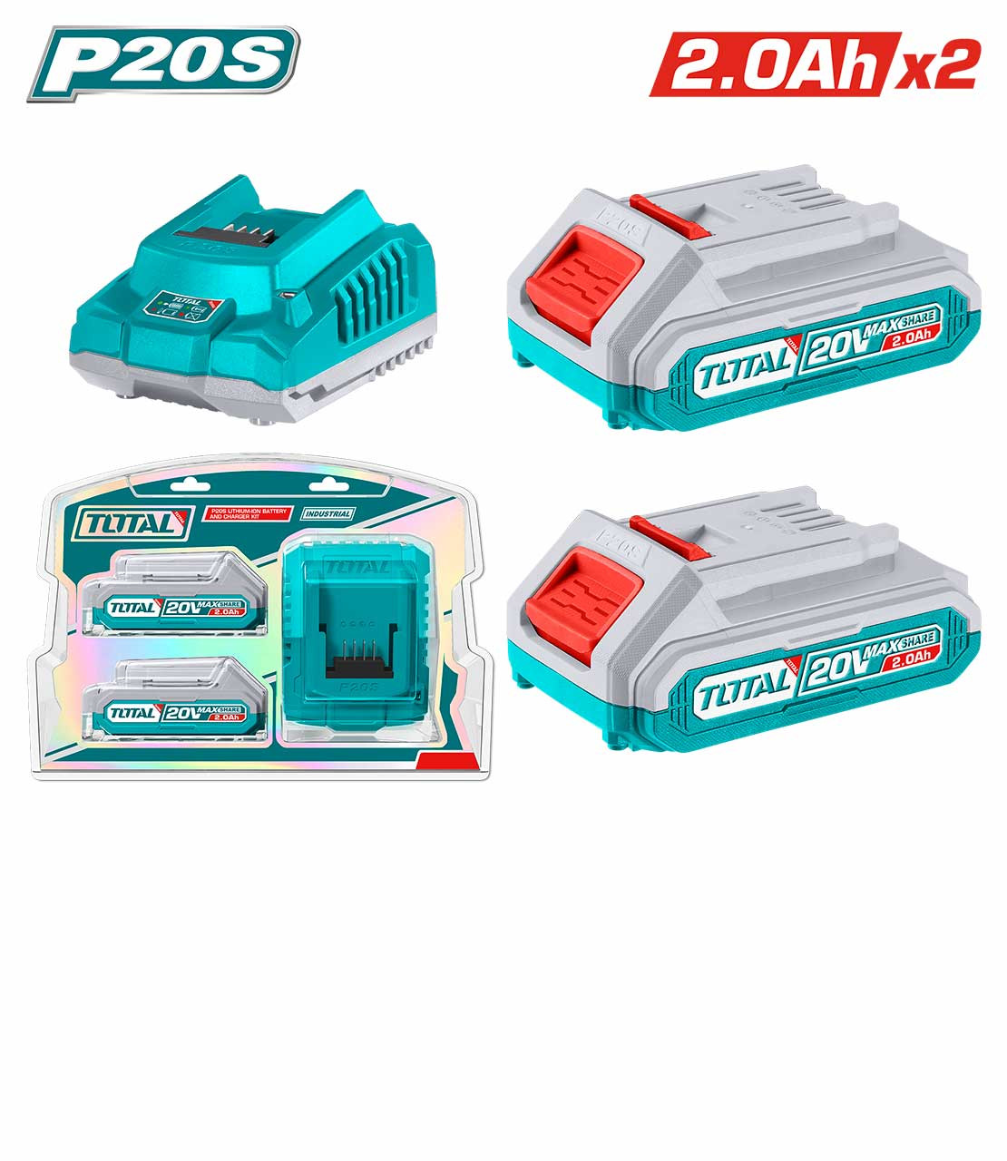 Total Cordless battery and charger kit-2.0Ah-20V TFBCPK1222