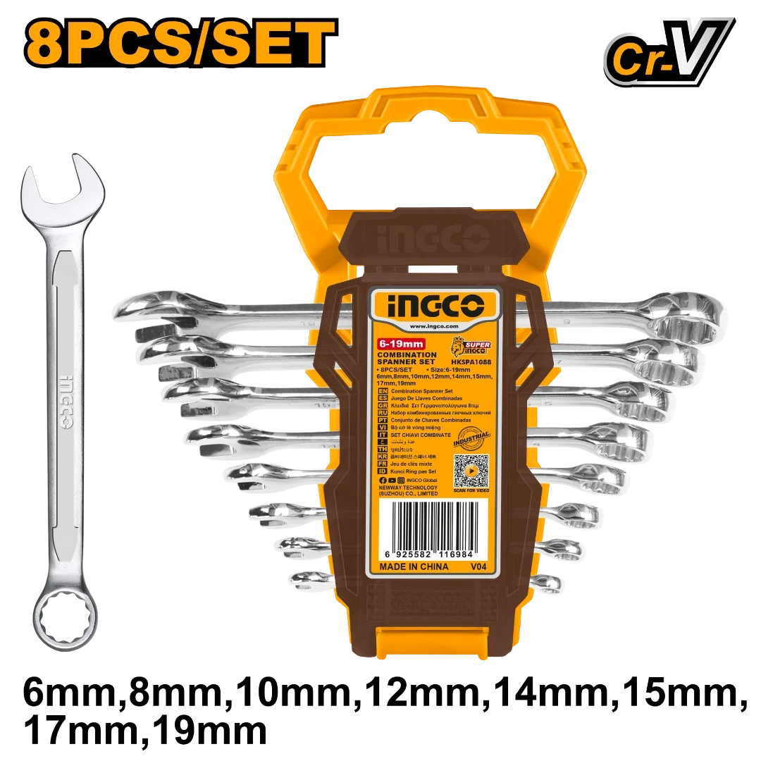 Ingco 8pcs combination spanner set HKSPA1088-I