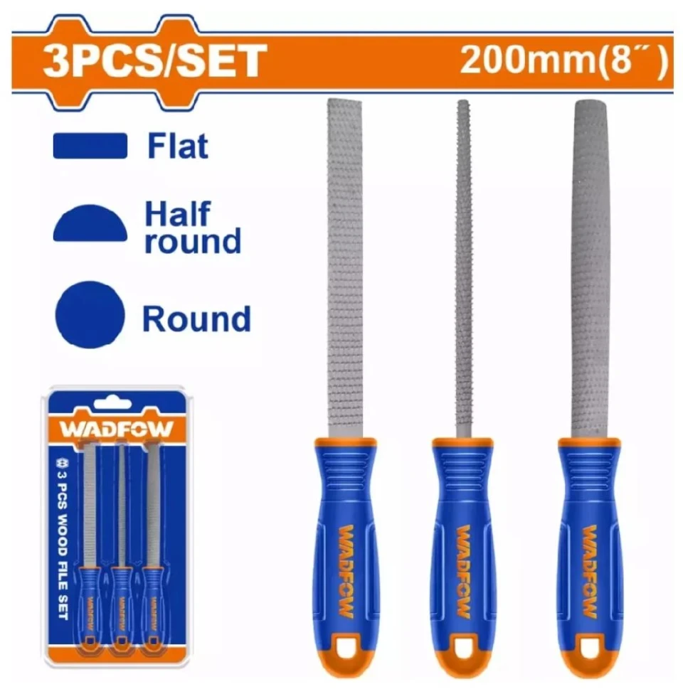 Wadfow 200mm(8") 3 Pcs Wood file set WSF1403