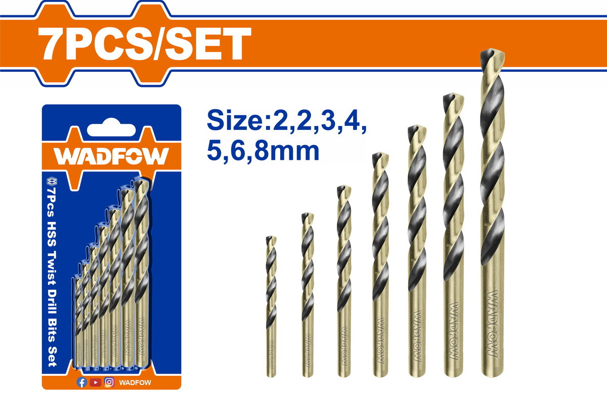 Wadfow 7 Pcs HSS twist drill bits set WTD3K01