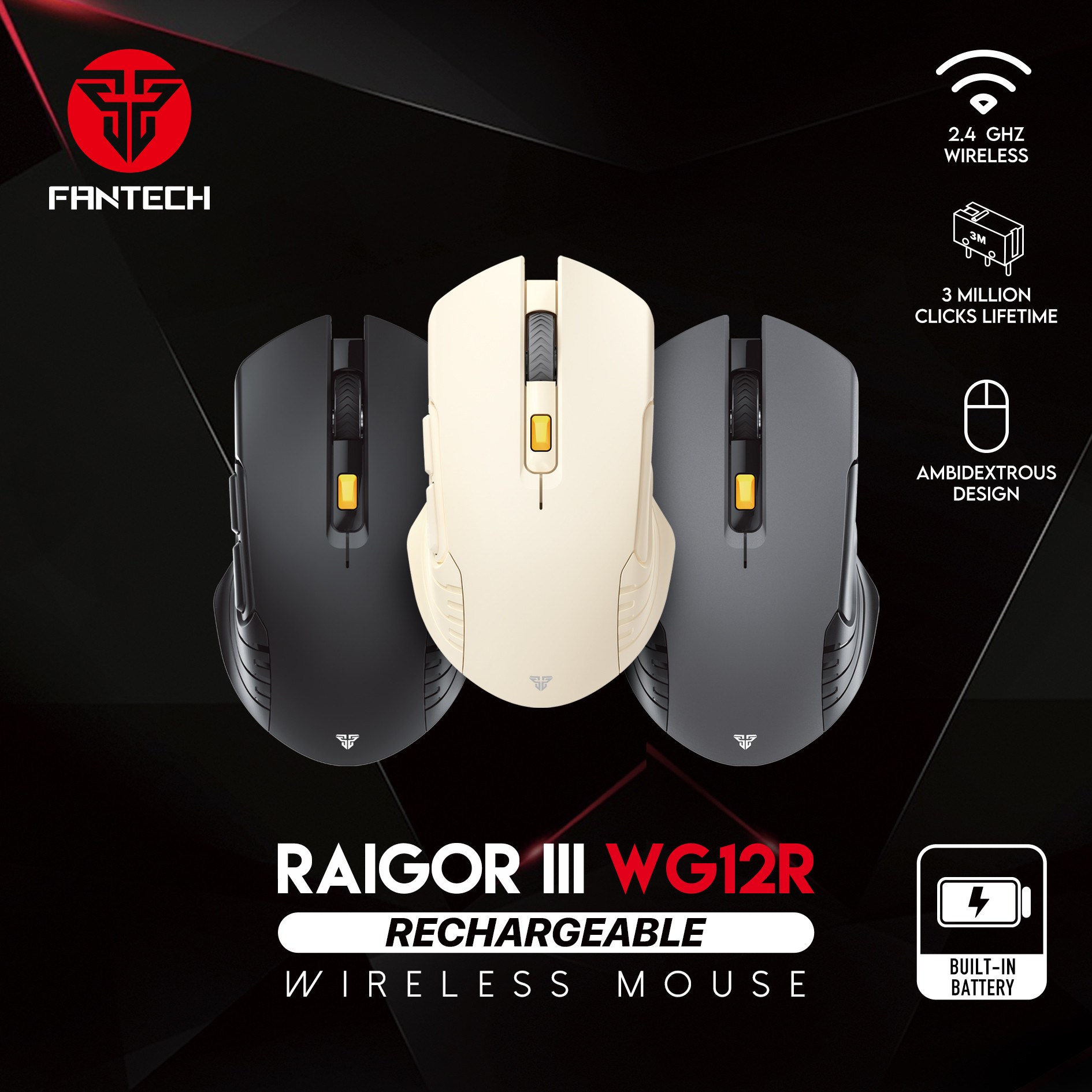 Fantech Rechargeable Wireless Gaming Mouse RAIGOR III WG12R