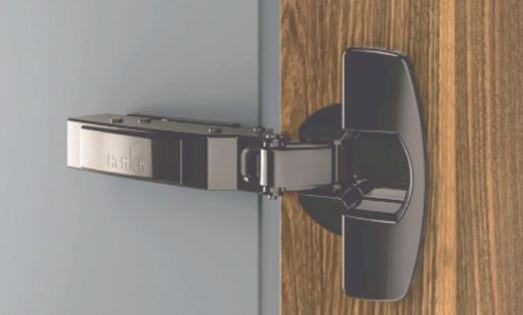 Hettich Obsidian Black Sensys Hinge - 24 mm - 9.5 Crank with Mounting Plate and Cover Cap 9323561