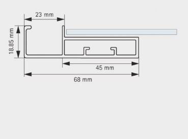 Hettich Alu Profile 45MM St with L handle 3000MM SA-Finish 928348500