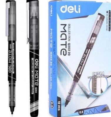 Deli EQ20220 Mate Roller Pen Black 12 Pcs