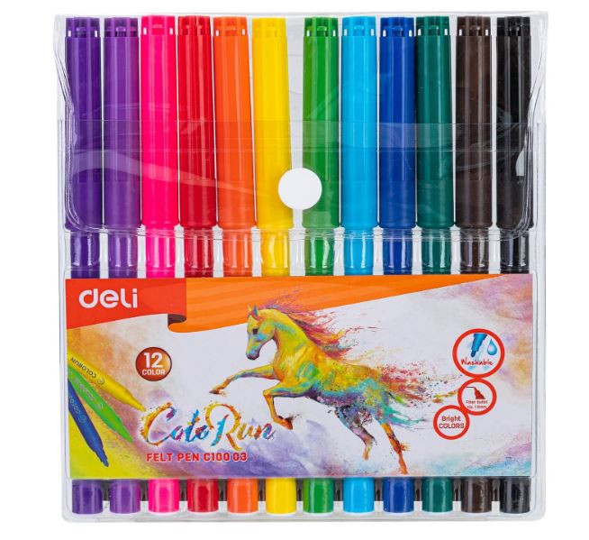 deli EC10003 Felt Pen 12 Color/Pkt
