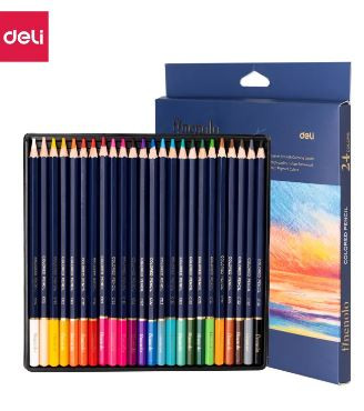 deli EC131-24 Color Pencil 24 Water Color Pencil,3.8MM Lead