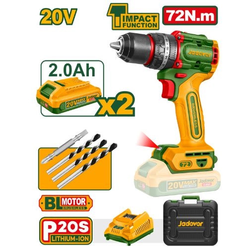 JDCDP7281 Compact Brushless Cordless Impact Drill 20V 72Nm