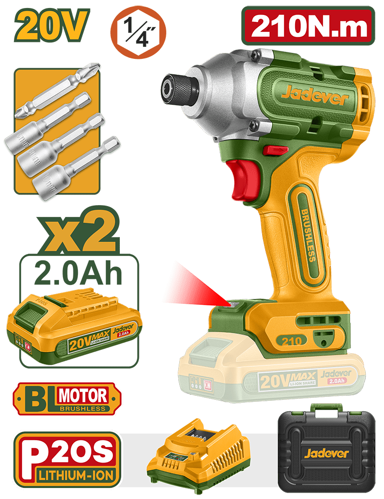 JDCD2B21 Cordless Impact Driver 20V 210Nm Jadever