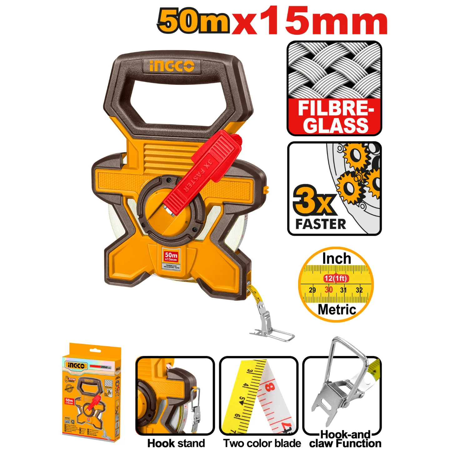 HFMT1850 Fibreglass measuring tape Ingco