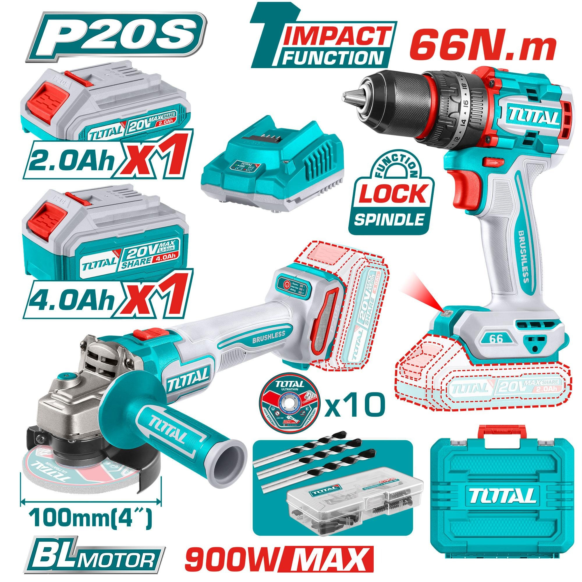 Total Cordless 2 pcs combo kit TCKLI2027310