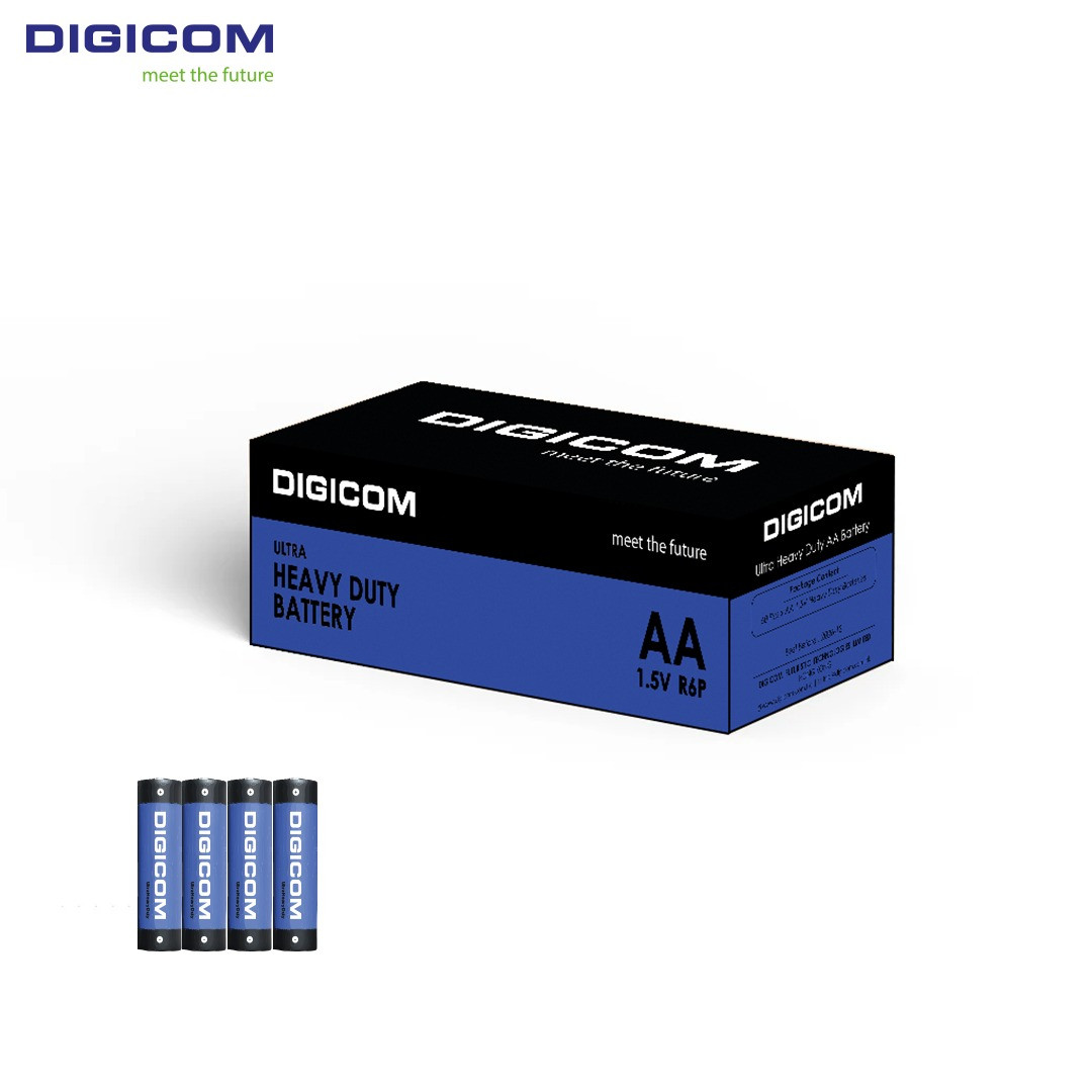 DIGICOM Heavy Duty Battery AA 60pcs (Bundle of 15 Shrink Pack)