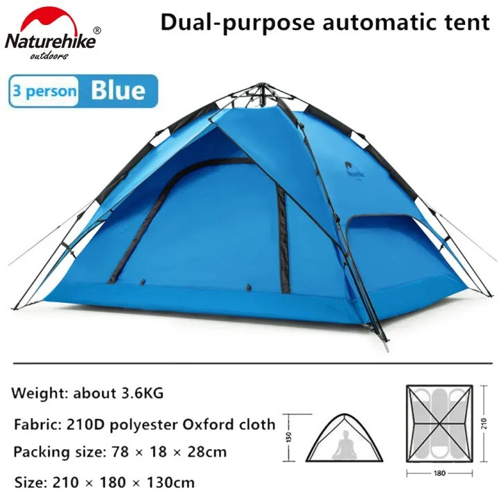 Naturehike 3 Person Automatic Pop-Up Camping Tent