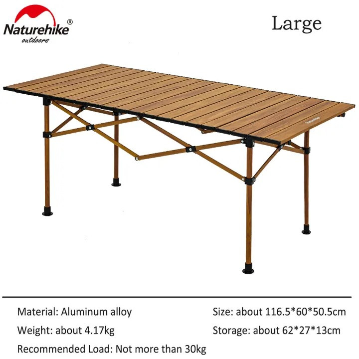 Naturehike Glamping Camping Table Wood Grained Aluminum Alloy Foldable Camping Table