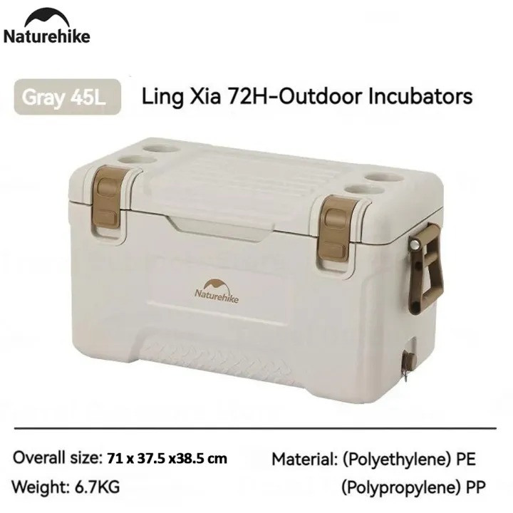 Naturehike Outdoor Ice Chest Cooler Box Insulated Hard Cooler for Camping Picnic 45L