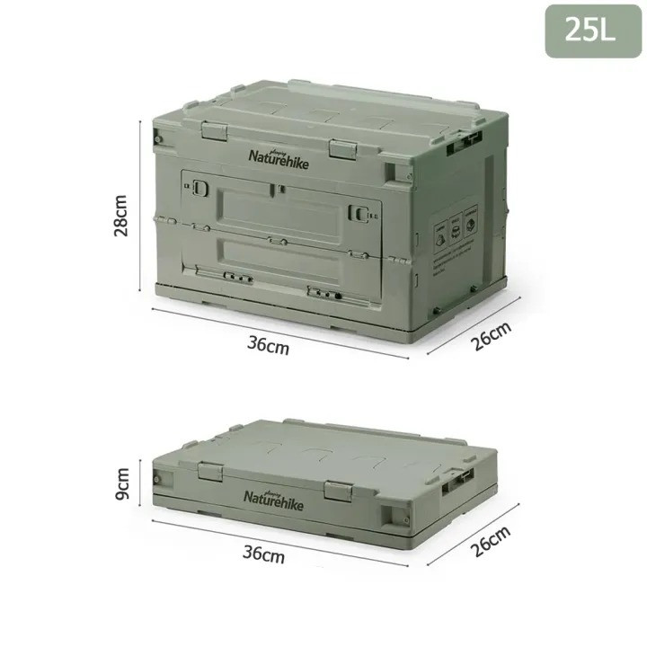 Naturehike 25L PP Folding Storage Box Large Capacity Outdoor Portable Foldable Storage Drinks Bin Travel Camping Storage Tools Sundries Table