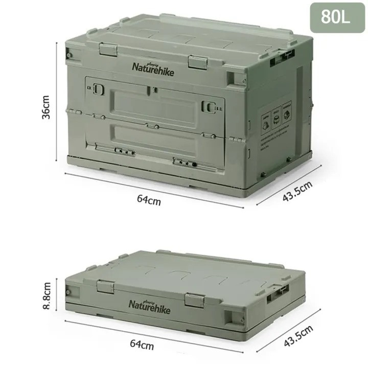 Naturehike 80L PP Folding Storage Box Large Capacity Outdoor Portable Foldable Storage Drinks Bin Travel Camping Storage Tools Sundries Table