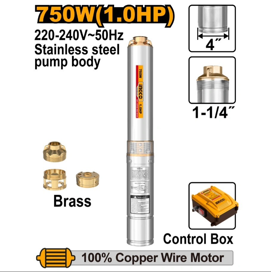 Ingco 4" Deep Well Pump DWP75062 with Control Box