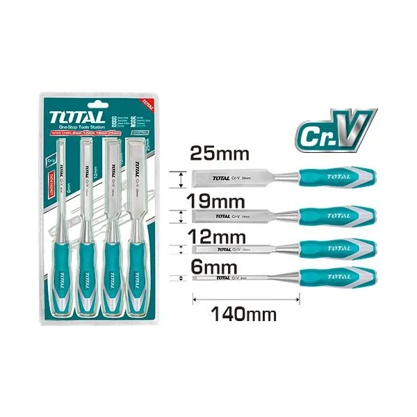 Total 4 Pcs Wood Chisel Set Tht41k0401