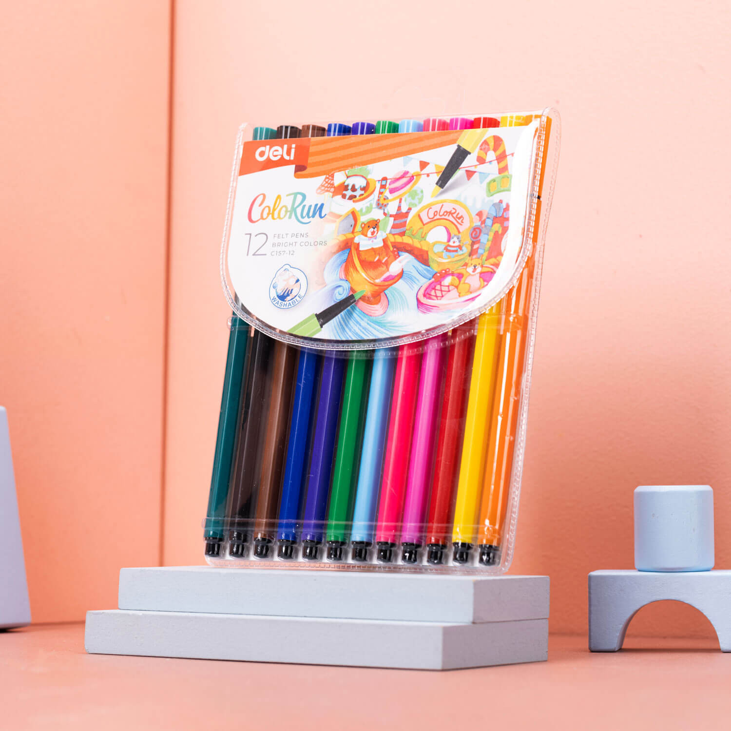 Deli EC159-12 Felt Pen 12 Colors