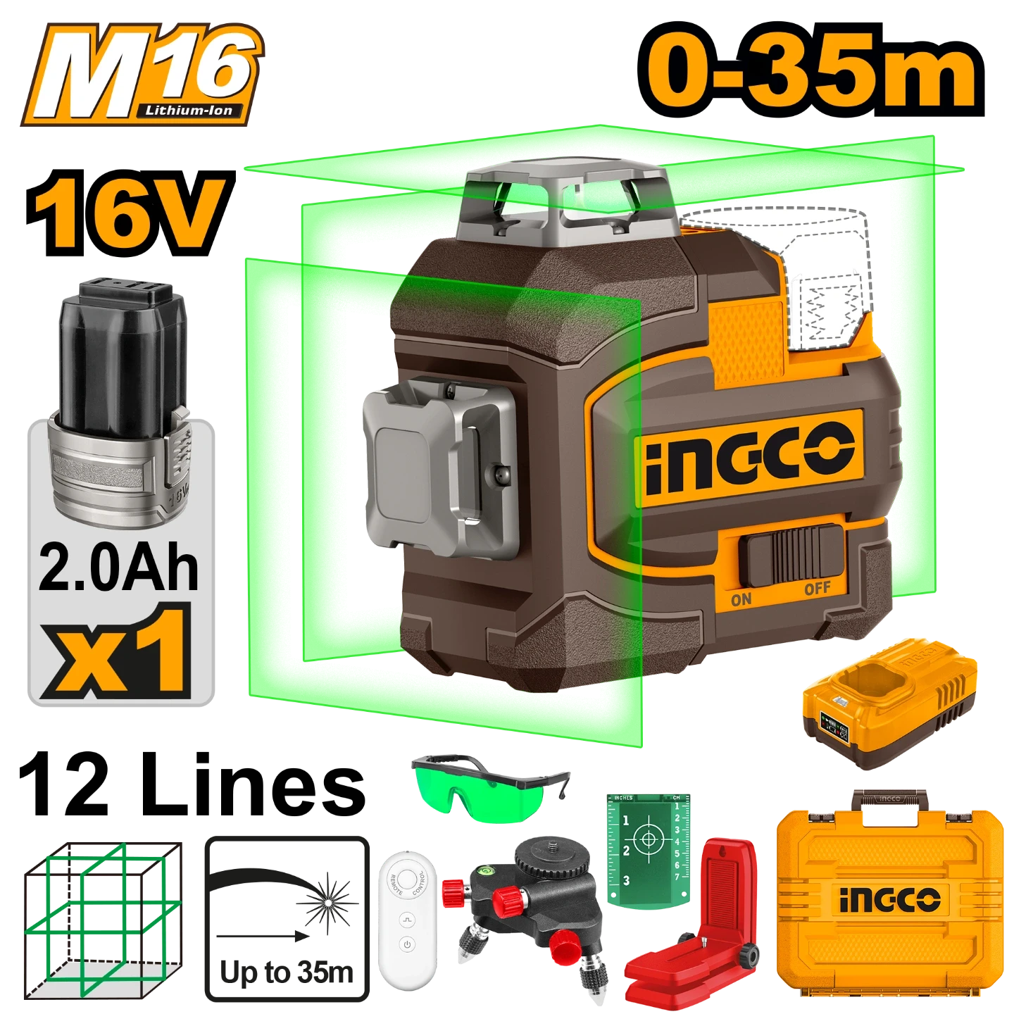 Ingco Cordless 3D Laser Level HLL301201