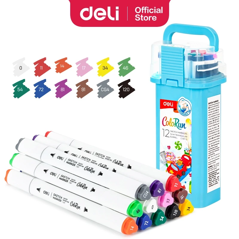 Deli Dual Tips Sketch Marker C187-12