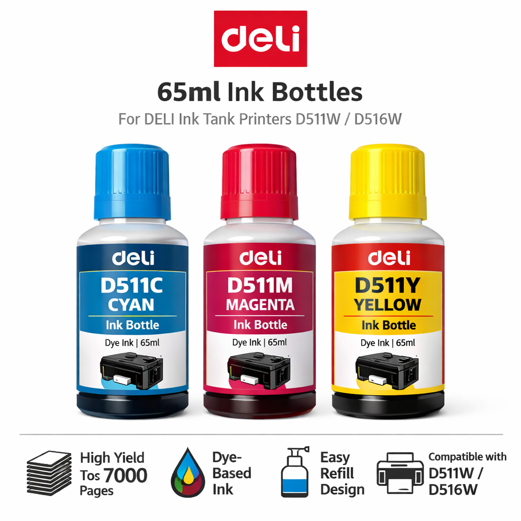 DELI 65ML Ink Bottle D511C/M/Y