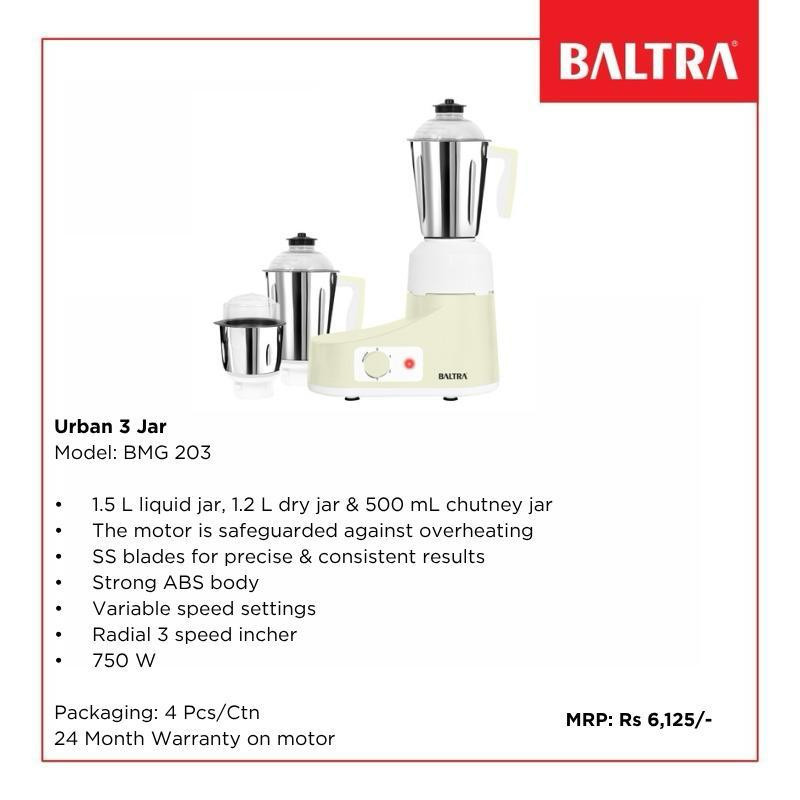 Baltra Urban 3 Jar Mixer Grinder BMG 203