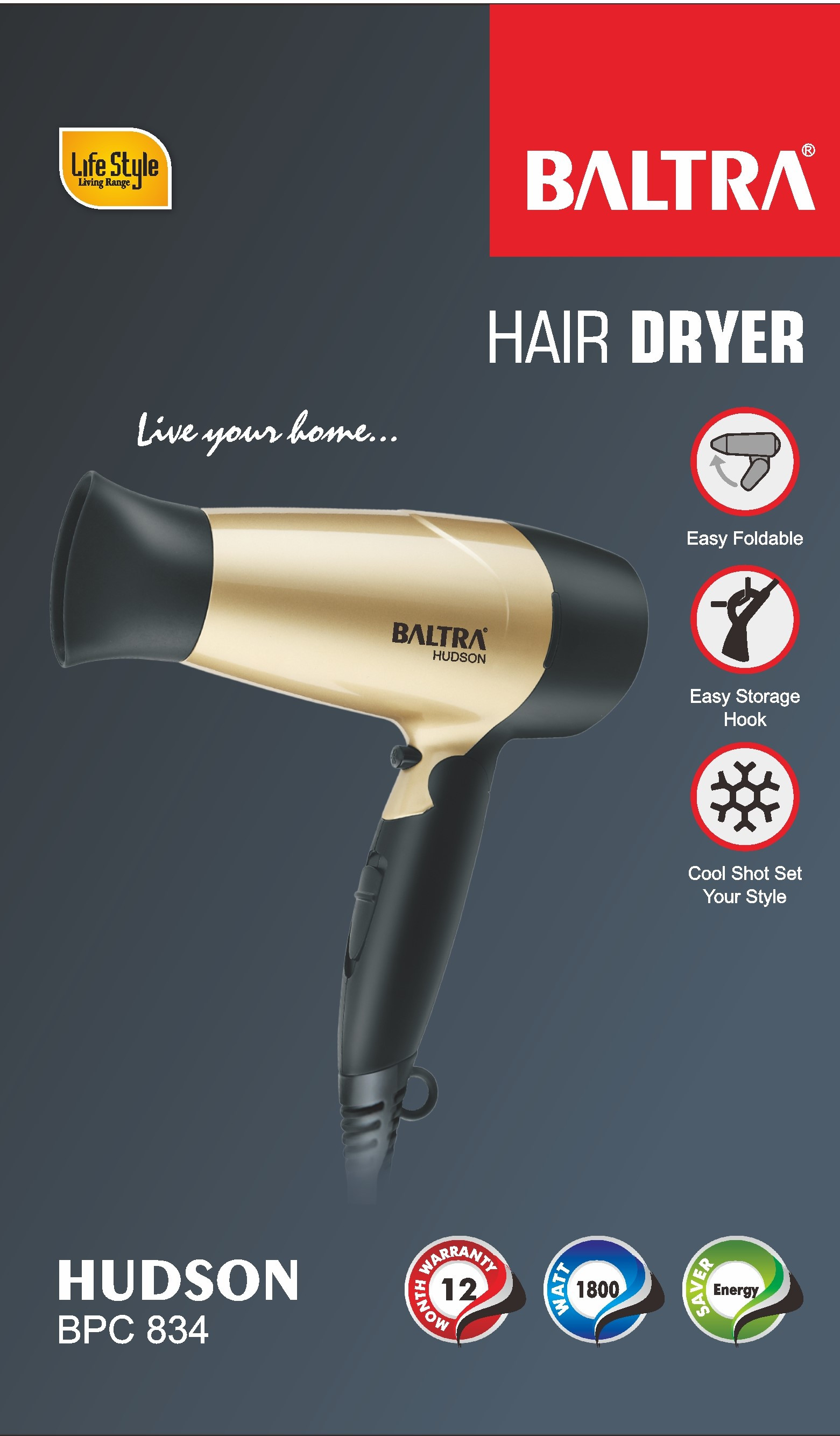 Baltra BPC 834 HUDSON 1800W Hair Dryer