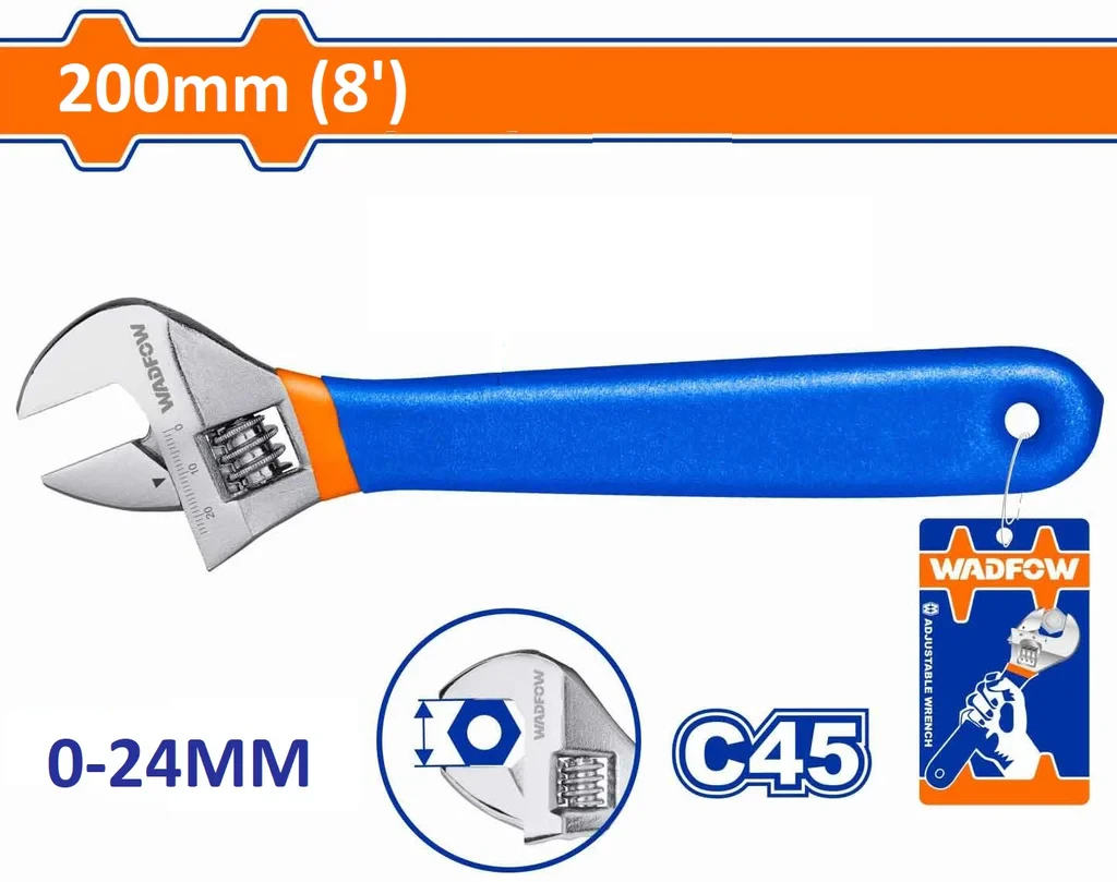Wadfow 200mm(8") Adjustable wrench WAW5108