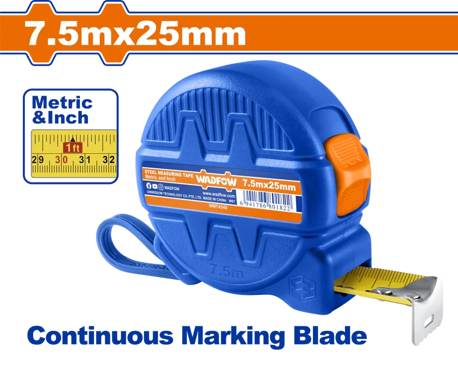 Wadfow 7.5mx25mm Steel Measuring Tape WMT4340