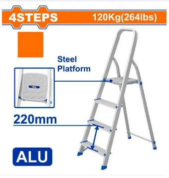 Wadfow 4 steps Aluminium & Steel Household Ladder WLD3H04
