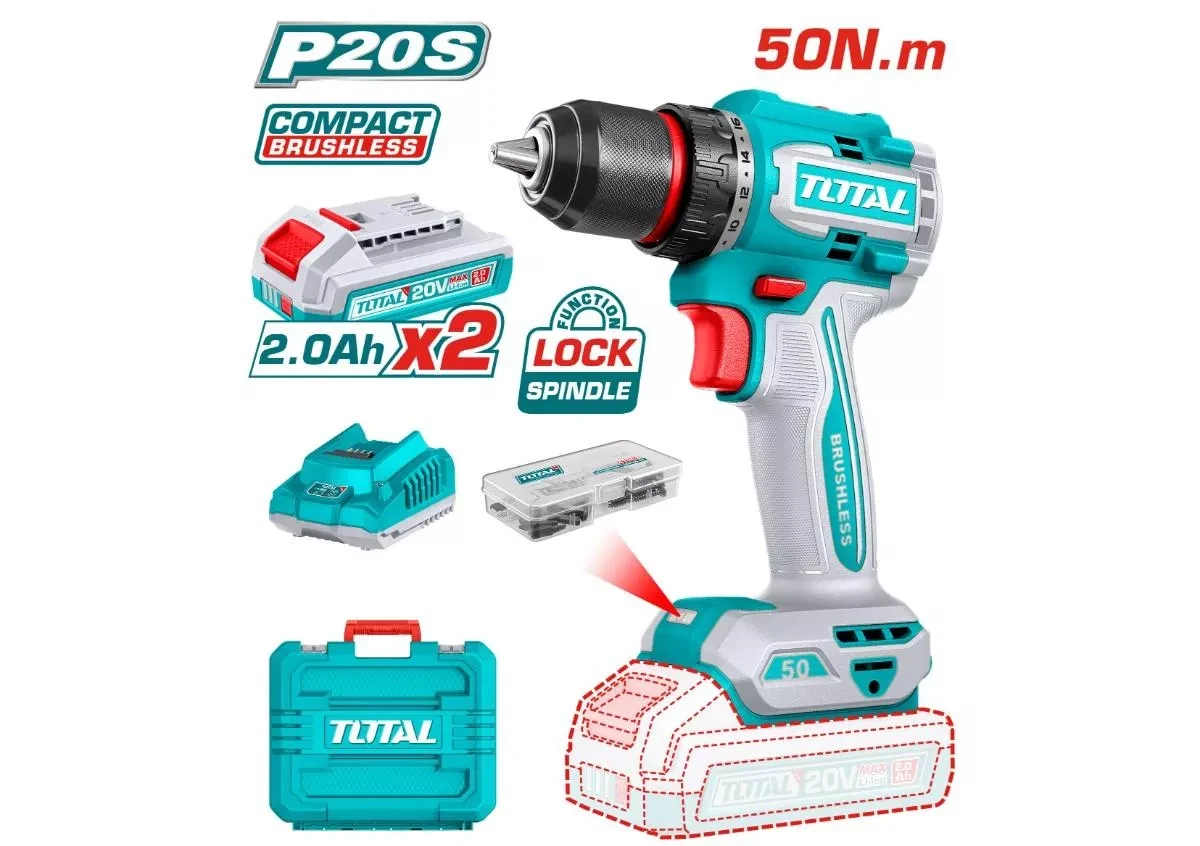 Total 20V Compact Brushless Cordless Drill TDLI205062