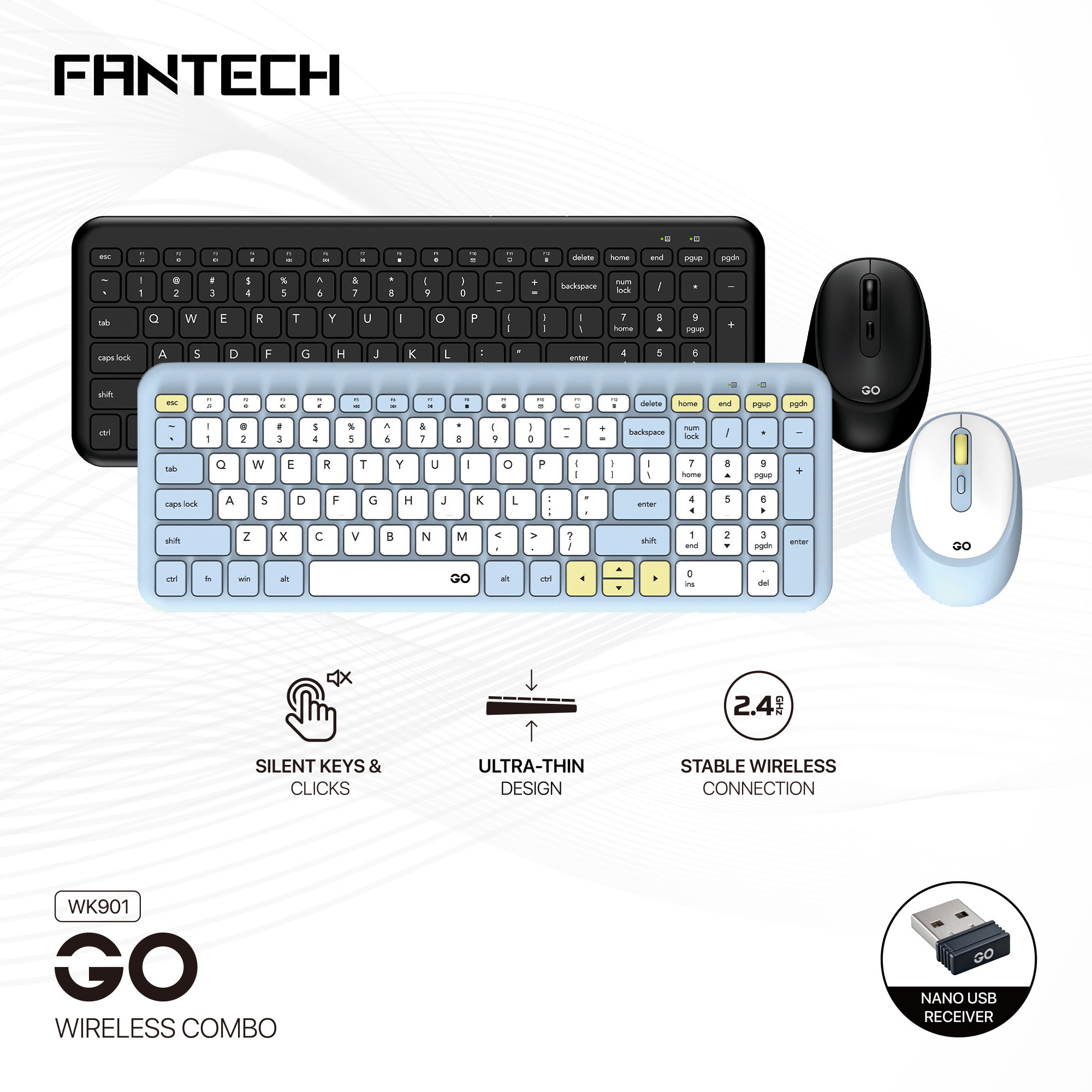 Fantech 2 in 1 Combo Wireless Office Keyboard & Mouse GO WK901