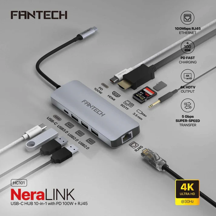 Fantech NeraLINK HC101 USB Hub Grey
