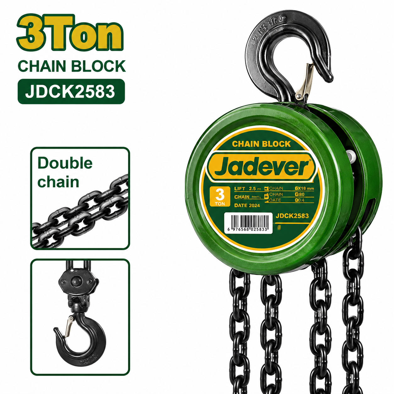Jadever 3Ton Chain Block JDCK2583