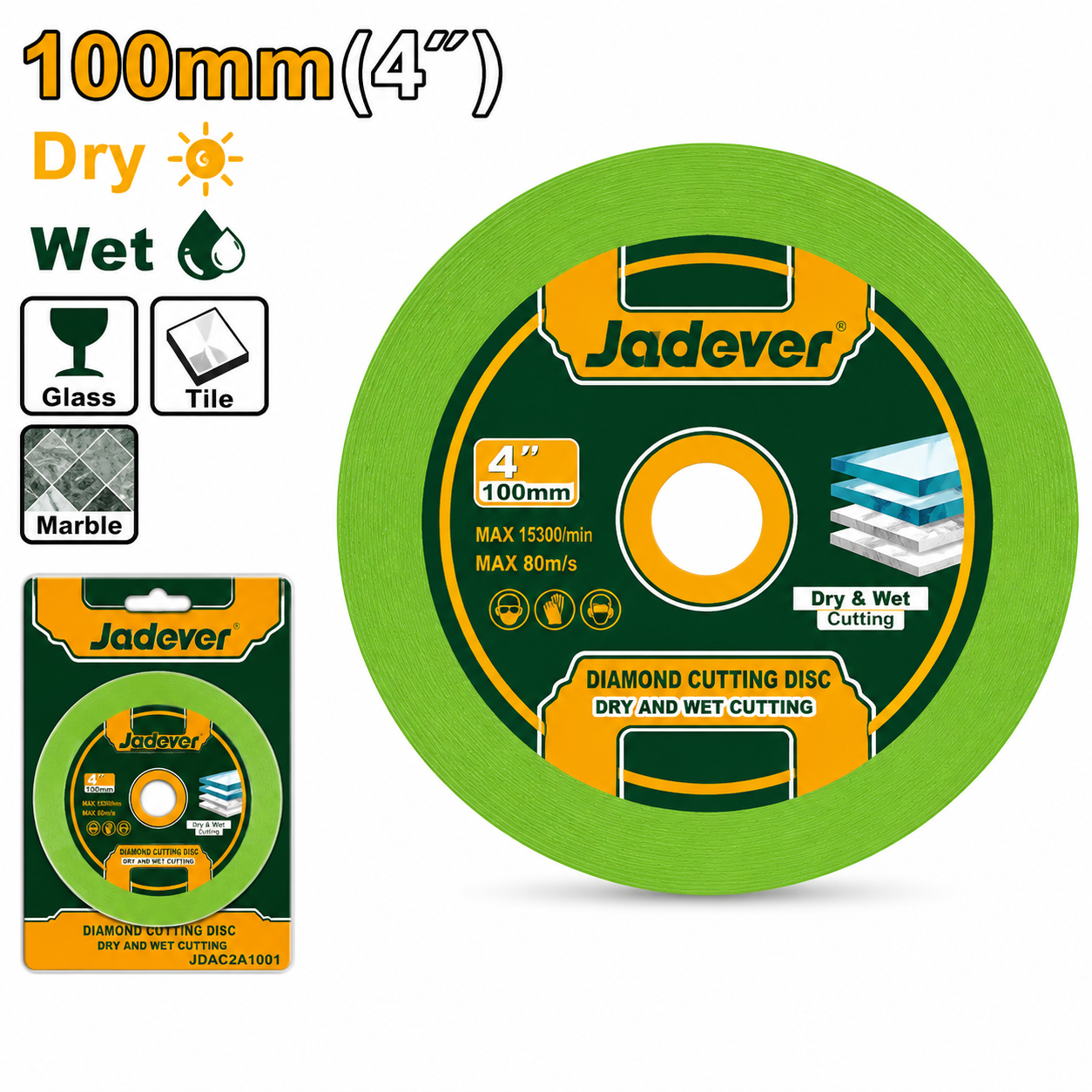 Jadever 4" Glass Cutting Disc JDDC9K04