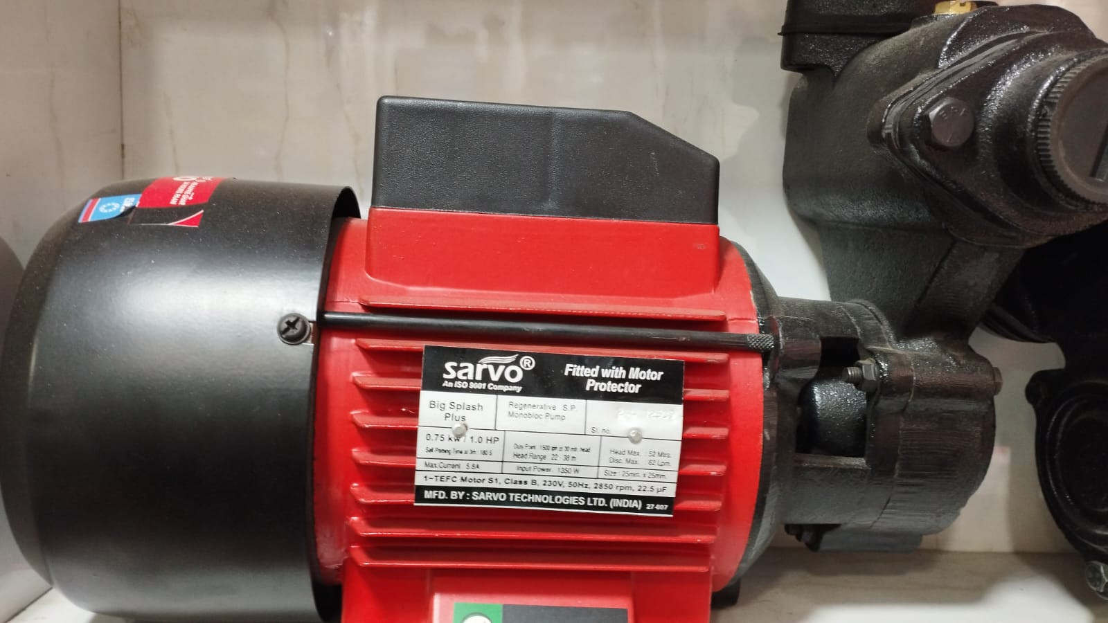 Sarvo Big Splash Plus 1.0 Hp Monoblok Pump