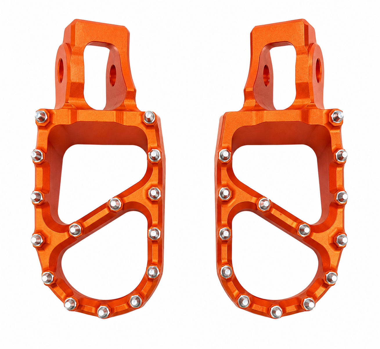 CNC Aluminum MX Wide Motorcycle Footpegs Orange