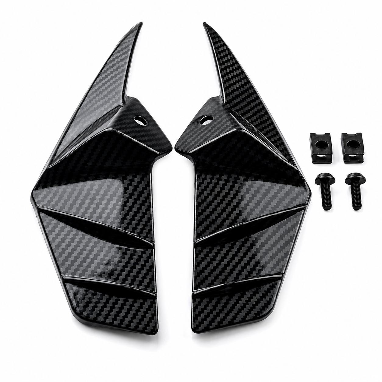 Carbon Fiber Style Motorcycle Front Side Air Wing Cover (Pair)